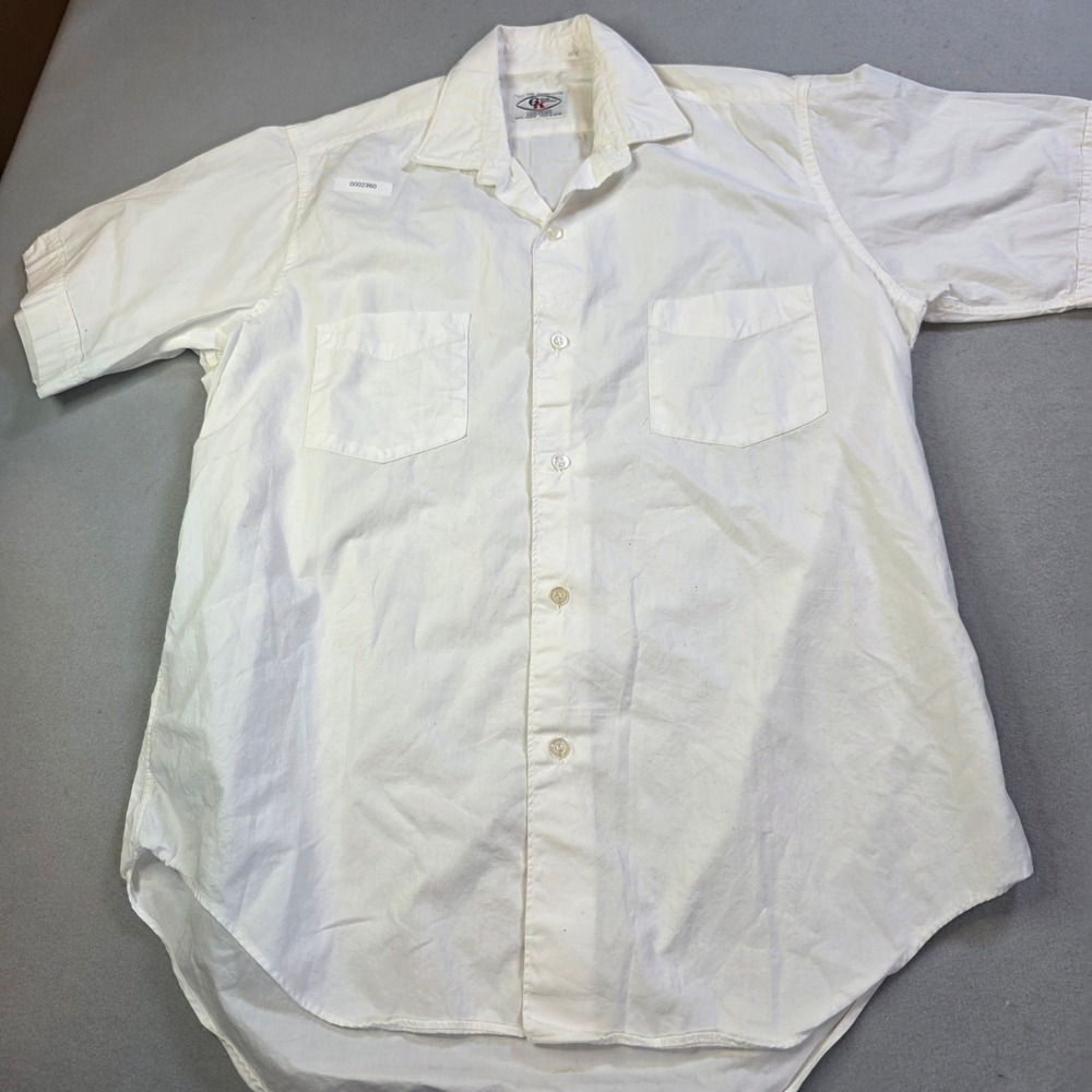 Vintage GK White Cotton Short Sleeve Button Down Shirt Japan Made 14.5 WPL 16329